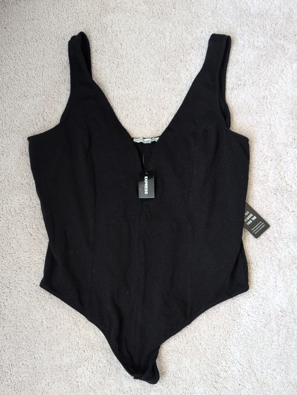 Express Black V-Neck Ribbed Bodysuit